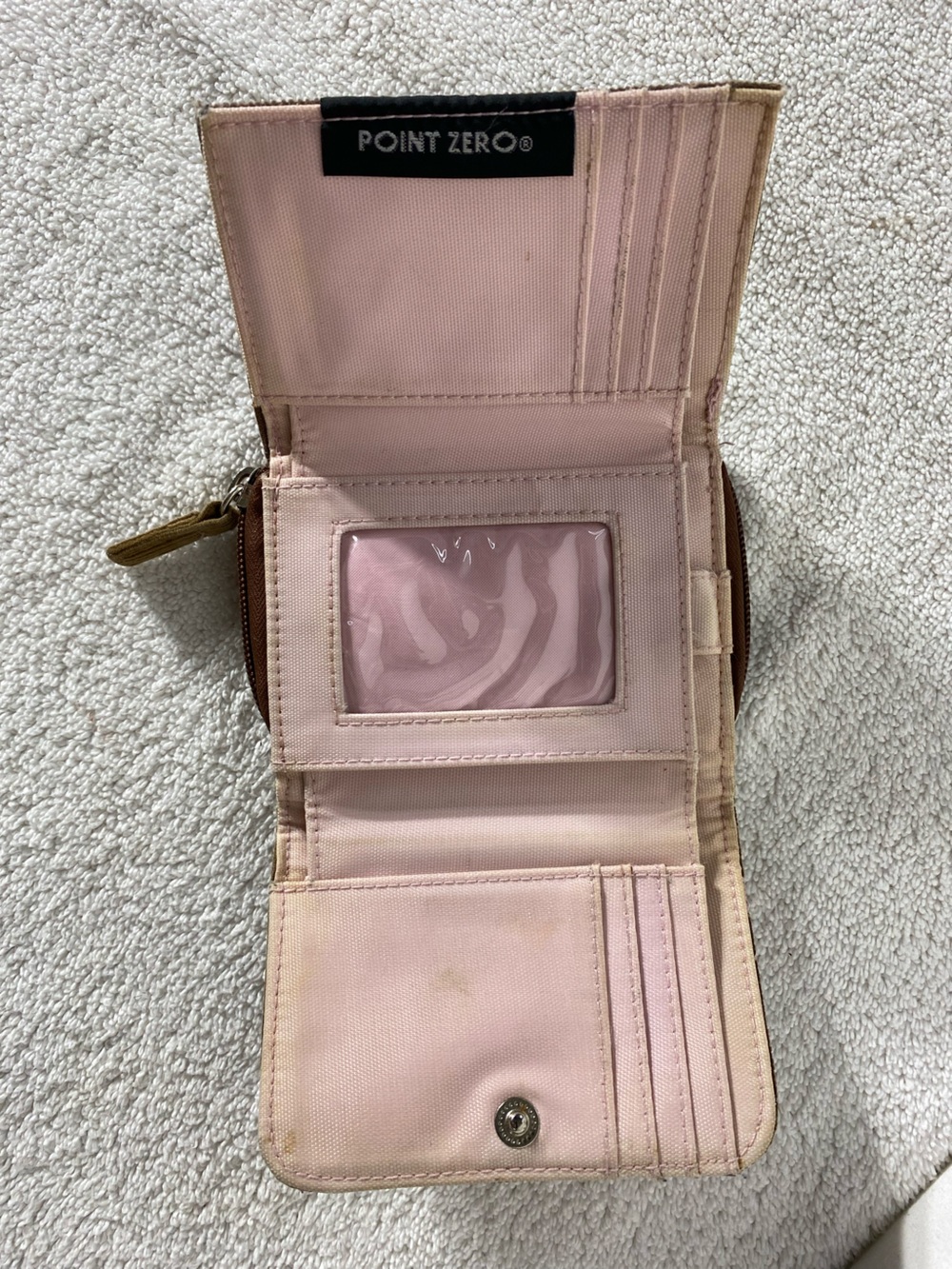 5/$25 Vintage Y2K Point Zero Brown Corduroy W Pink Flowers Tri Fold Wallet Retro - Picture 8 of 16